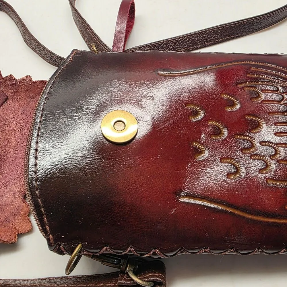 Genuine Leather  Colorful Owl Cross-body Wallet/Purse